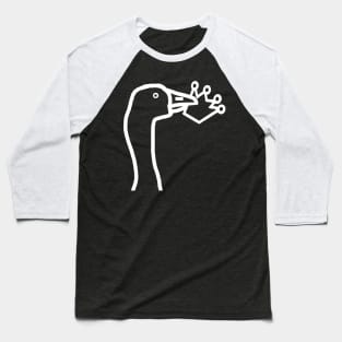 Minimal White Line Goose Stealing a Crown Portrait Baseball T-Shirt